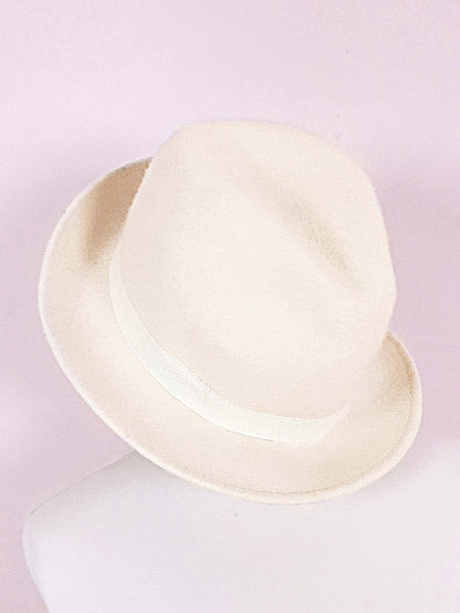 Vintage Cream Wool Fedora Hat 1960s Italian Trilby
