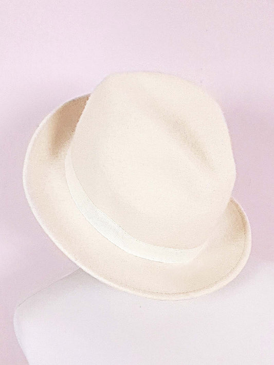 Vintage Cream Wool Fedora Hat 1960s Italian Trilby