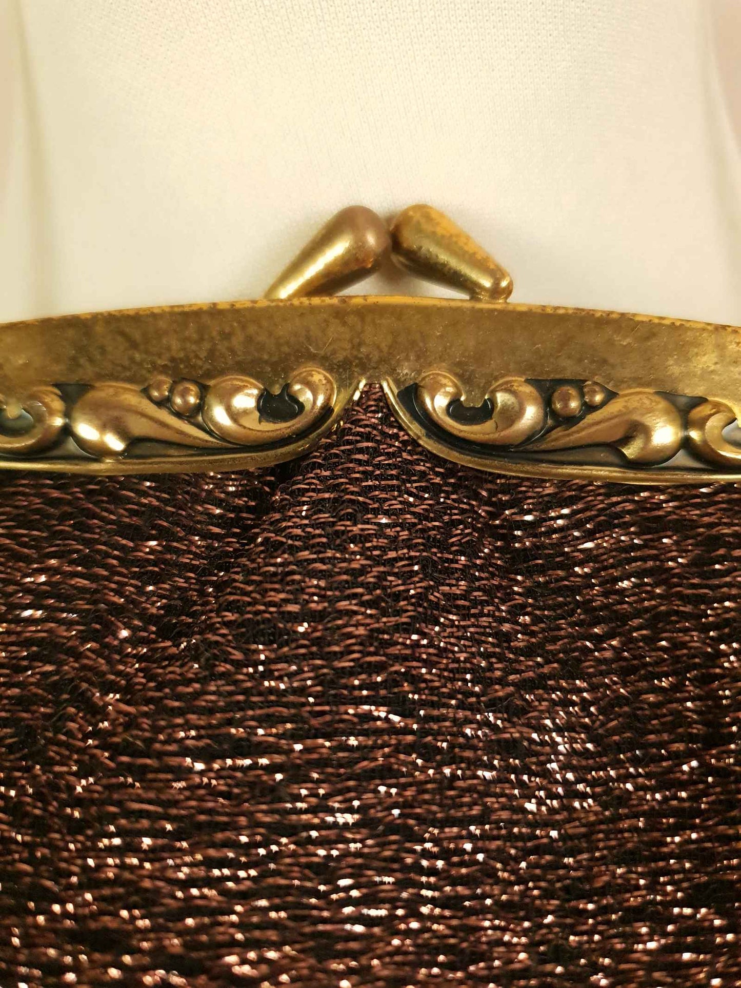 Vintage 1960s Evening Bag Handbag Bronze Metallic Sparkly Purse