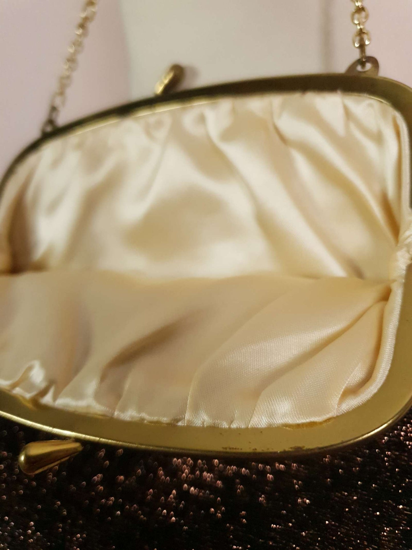 Vintage 1960s Evening Bag Handbag Bronze Metallic Sparkly Purse