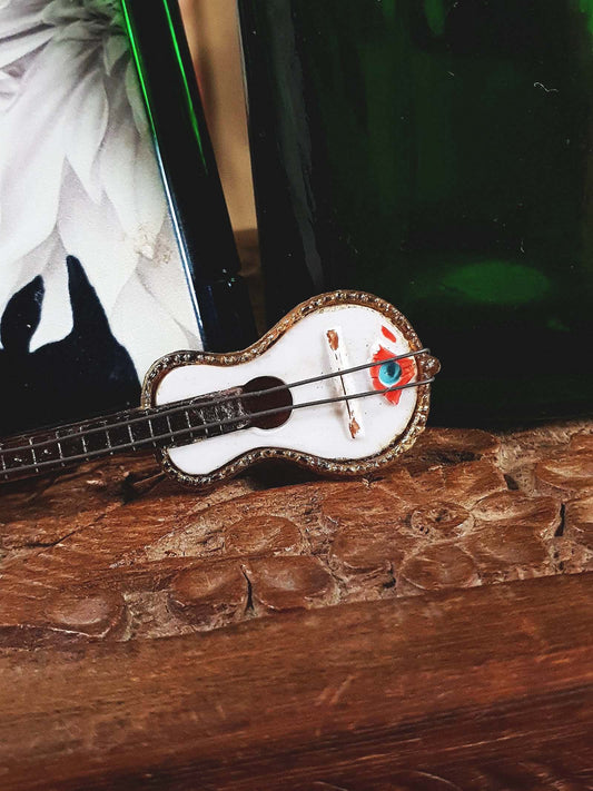 Vintage 1950s Lucite Guitar Brooch Pin Retro Kitsch Mid-Century