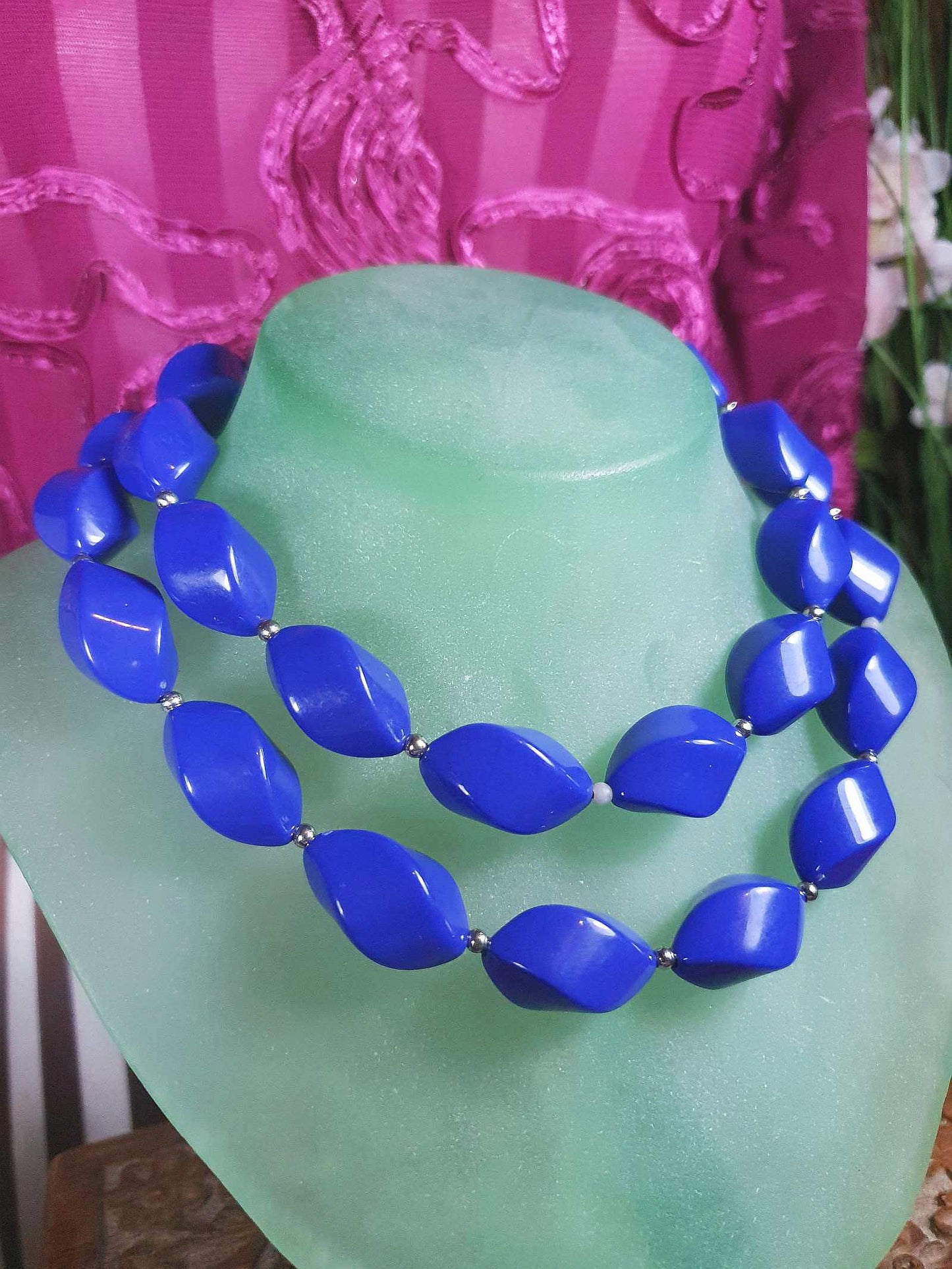 Vintage 1960s Purple Bead Necklace 29" Retro