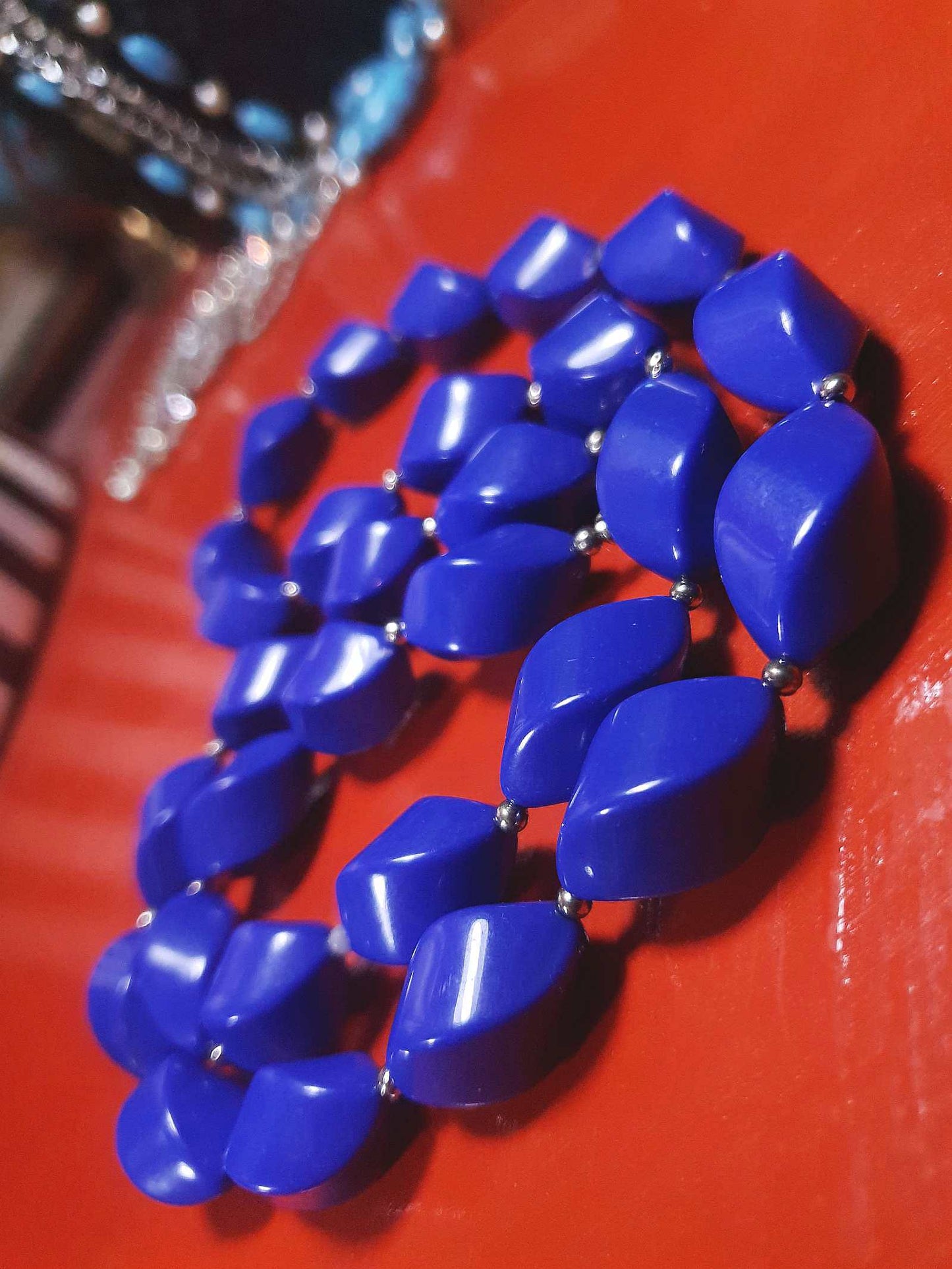 Vintage 1960s Purple Bead Necklace 29" Retro