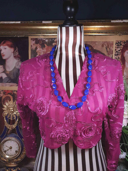 Vintage 1960s Purple Bead Necklace 29" Retro