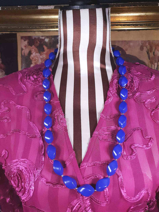 Vintage 1960s Purple Bead Necklace 29" Retro