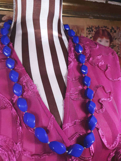 Vintage 1960s Purple Bead Necklace 29" Retro