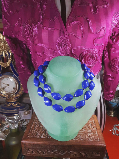 Vintage 1960s Purple Bead Necklace 29" Retro
