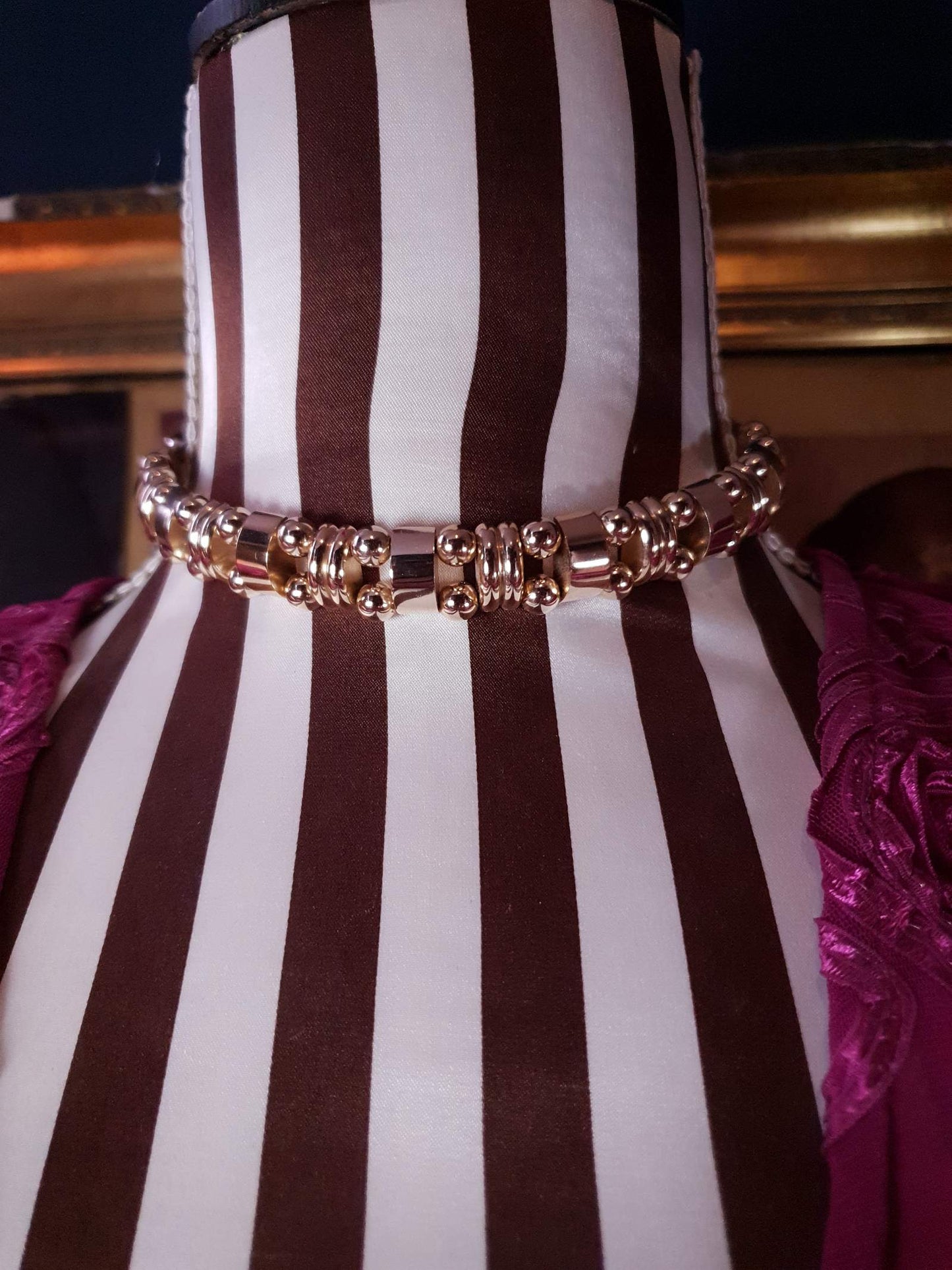 Vintage 1970s Choker Necklace 14" Modernist Gold Tone Retro - Rare