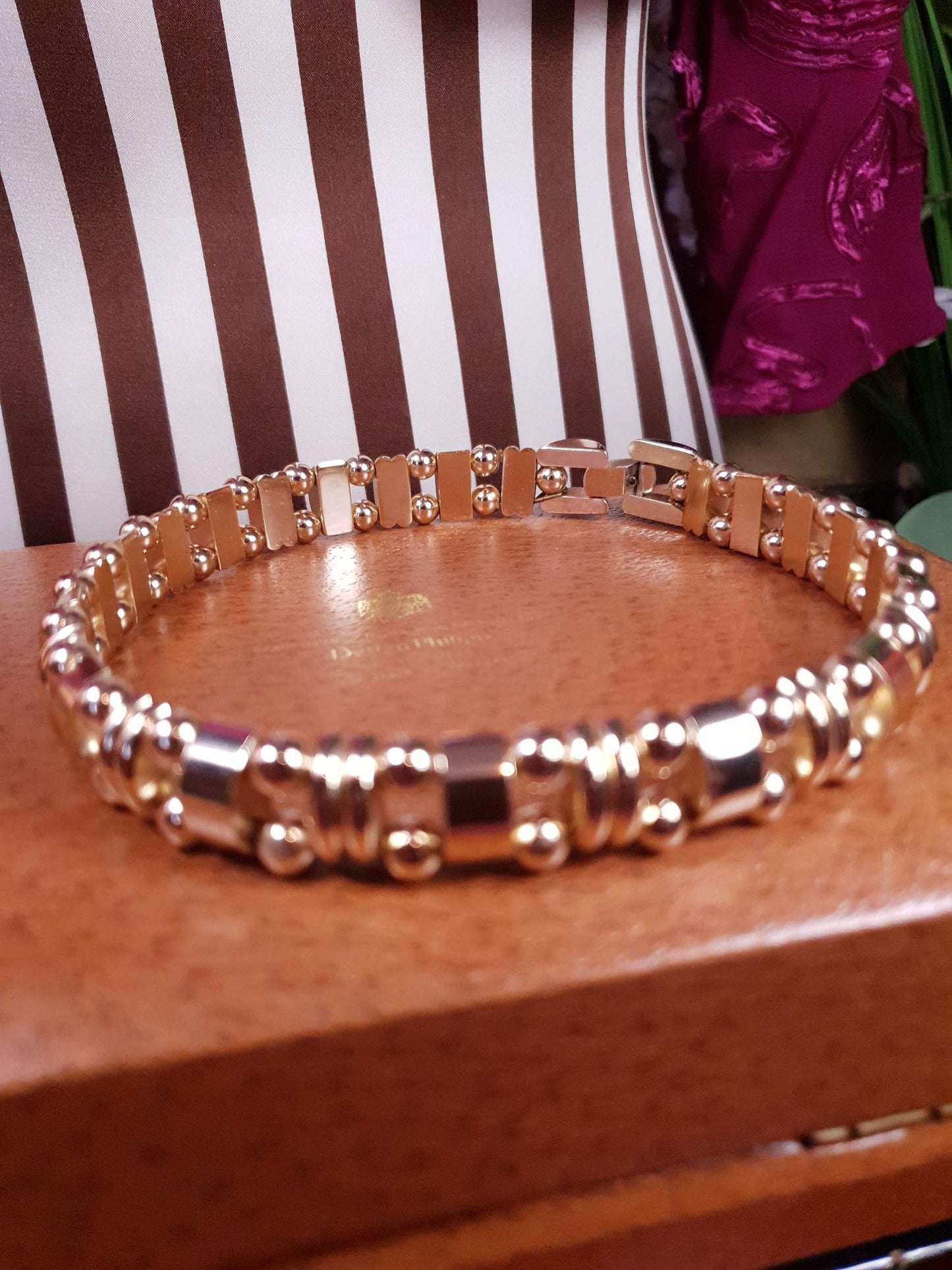Vintage 1970s Choker Necklace 14" Modernist Gold Tone Retro - Rare