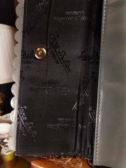Vintage Jane Shilton Clutch Bag 1970s Grey Leather Evening Handbag Purse