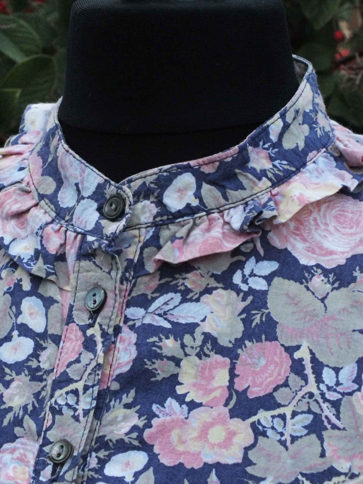 Vintage 1970s Laura Ashley Rose Floral Ruffle Blouse - English Classics Size 10