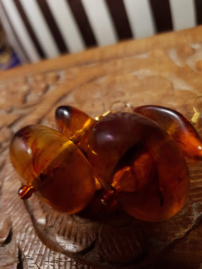 Vintage 1970s Orange Lucite Earrings Boho Dangle Drop Bohemian