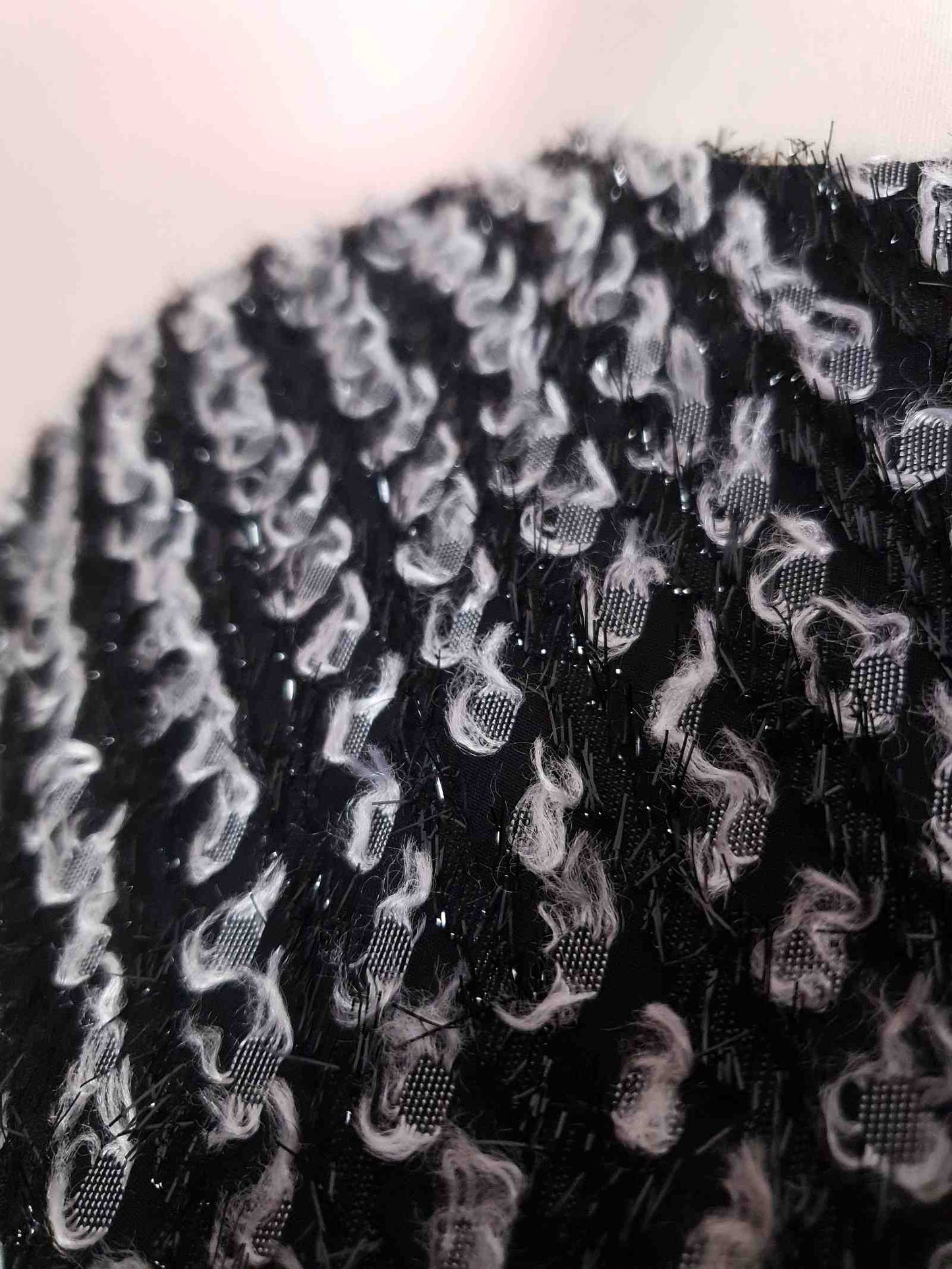 Vintage 1970s Black White Chiffon Dress Pleated Drop Waist Size 8/10