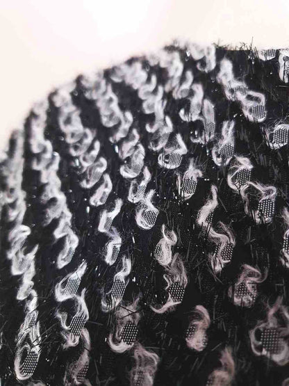 Vintage 1970s Black White Chiffon Dress Pleated Drop Waist Size 8/10