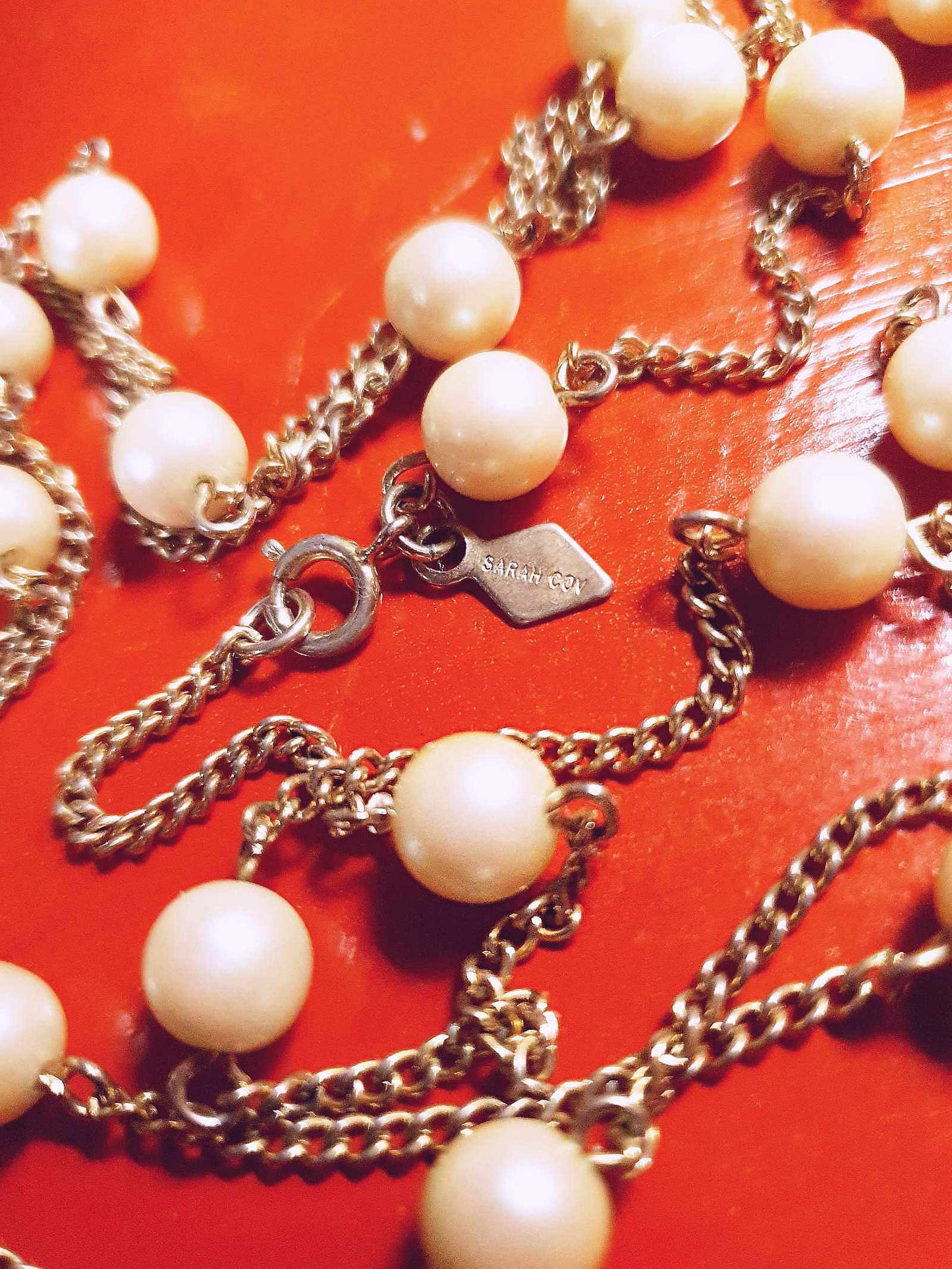 Vintage Sarah Coventry Faux Pearl Necklace Retro 1970s