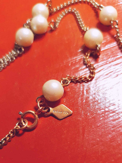 Vintage Sarah Coventry Faux Pearl Necklace Retro 1970s