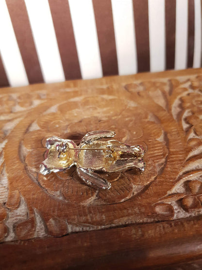 Vintage Teddy Bear Brooch Pin Retro 1970s