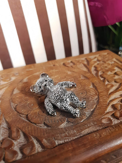 Vintage Teddy Bear Brooch Pin Retro 1970s