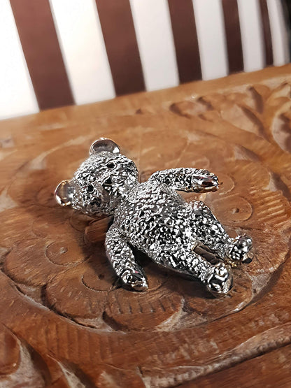 Vintage Teddy Bear Brooch Pin Retro 1970s