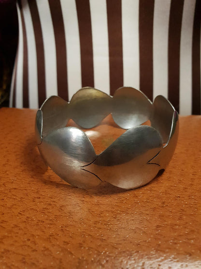 Vintage 1970s Steel Heart Bangle Bracelet Artisan