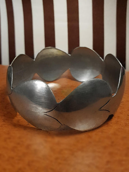 Vintage 1970s Steel Heart Bangle Bracelet Artisan