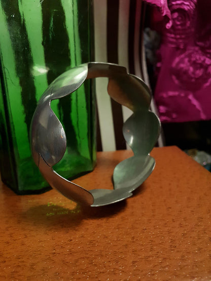 Vintage 1970s Steel Heart Bangle Bracelet Artisan
