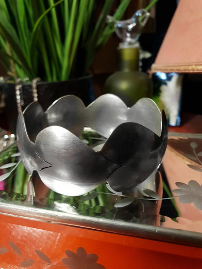 Vintage 1970s Steel Heart Bangle Bracelet Artisan