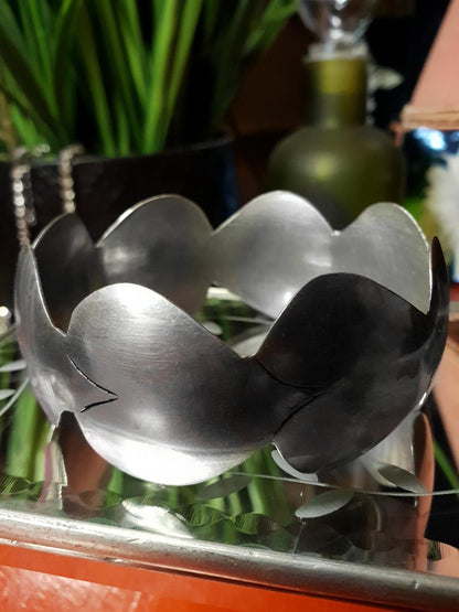 Vintage 1970s Steel Heart Bangle Bracelet Artisan