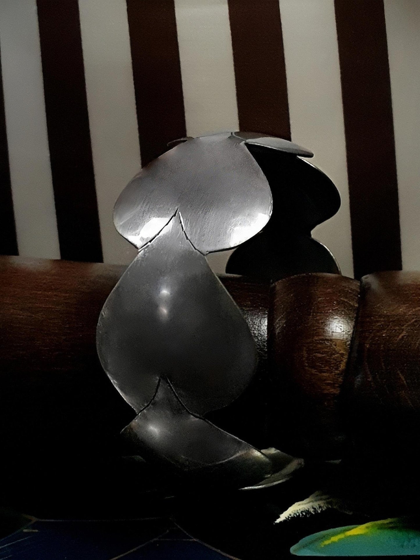 Vintage 1970s Steel Heart Bangle Bracelet Artisan