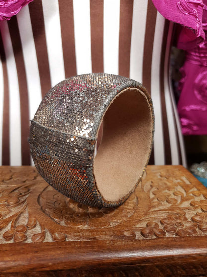 1970s Vintage Glitter Bangle Cuff Bracelet Retro
