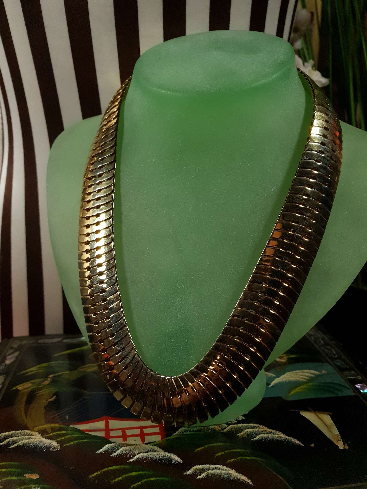 Vintage 1970s Gold Tone Snake Chain Necklace Bracelet Set Demi Parure - RARE