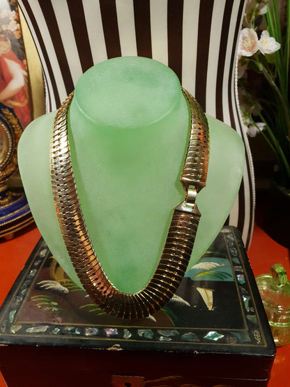 Vintage 1970s Gold Tone Snake Chain Necklace Bracelet Set Demi Parure - RARE