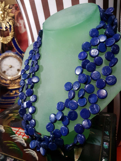 Vintage 1970s Indigo Blue Necklace Bracelet Set Demi Parure Boho Bohemian