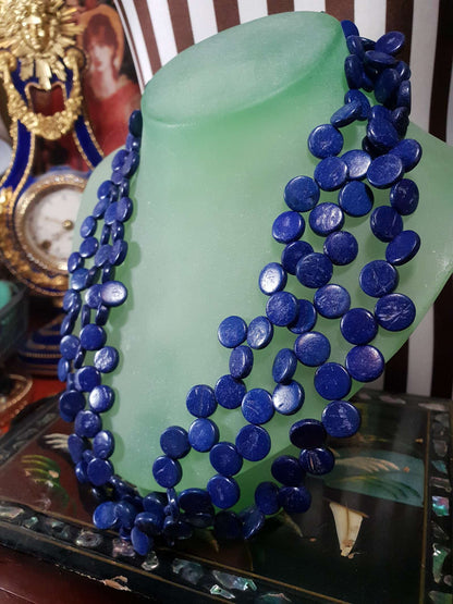 Vintage 1970s Indigo Blue Necklace Bracelet Set Demi Parure Boho Bohemian