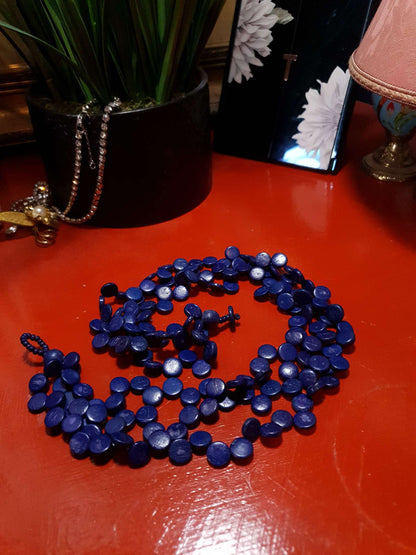 Vintage 1970s Indigo Blue Necklace Bracelet Set Demi Parure Boho Bohemian