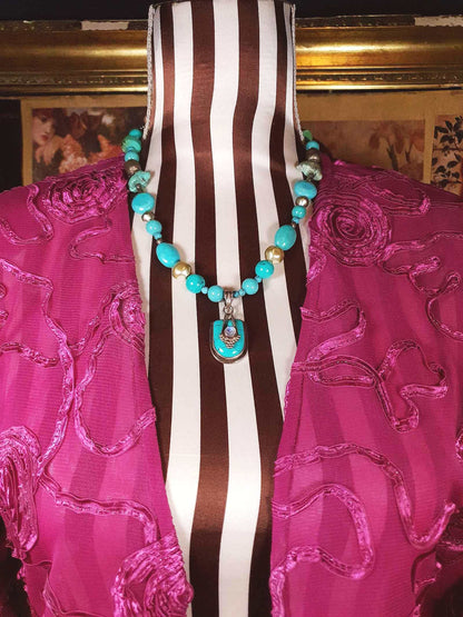 Vintage 1970s Sterling Silver Turquoise Necklace 19.5" Boho Artisan Bohemian 925