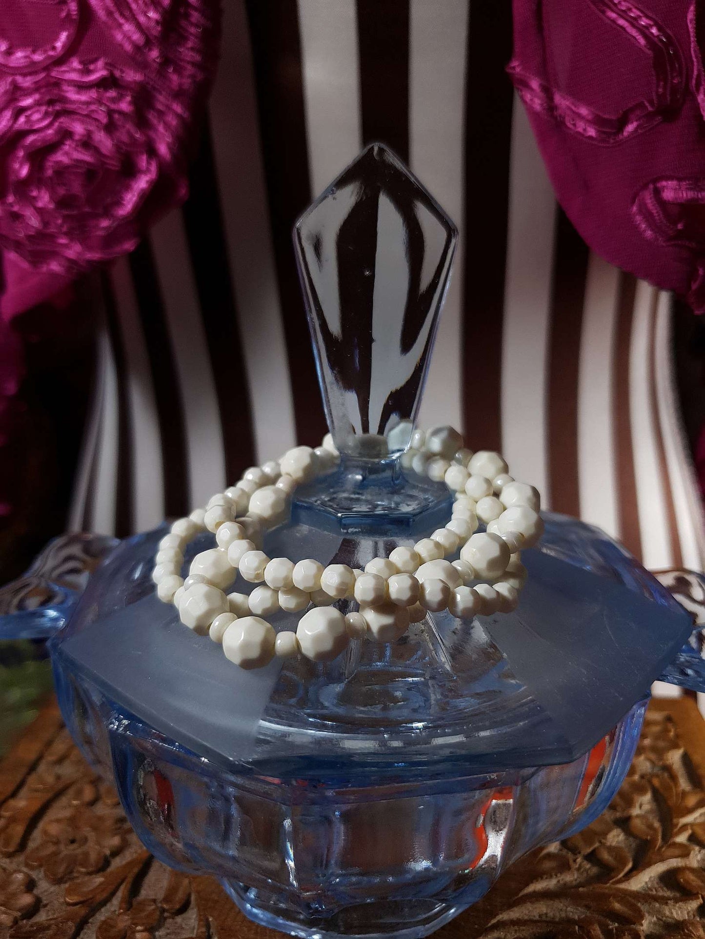 Vintage 1970s White Bead Bracelets Set Of Three Retro Bracelet