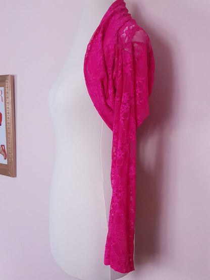 Vintage 1980s Cerise Pink Bolero Jacket Cropped Shrug Size 8/10 Made in Italy