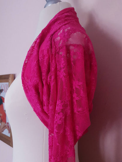 Vintage 1980s Cerise Pink Bolero Jacket Cropped Shrug Size 8/10 Made in Italy