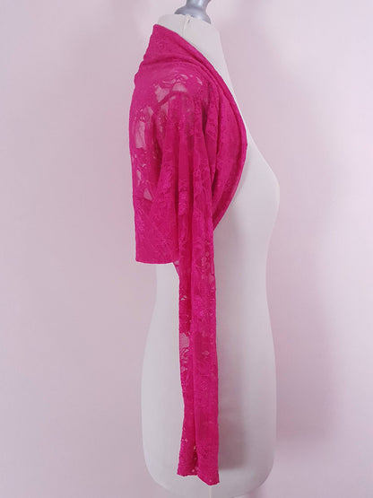 Vintage 1980s Cerise Pink Bolero Jacket Cropped Shrug Size 8/10 Made in Italy