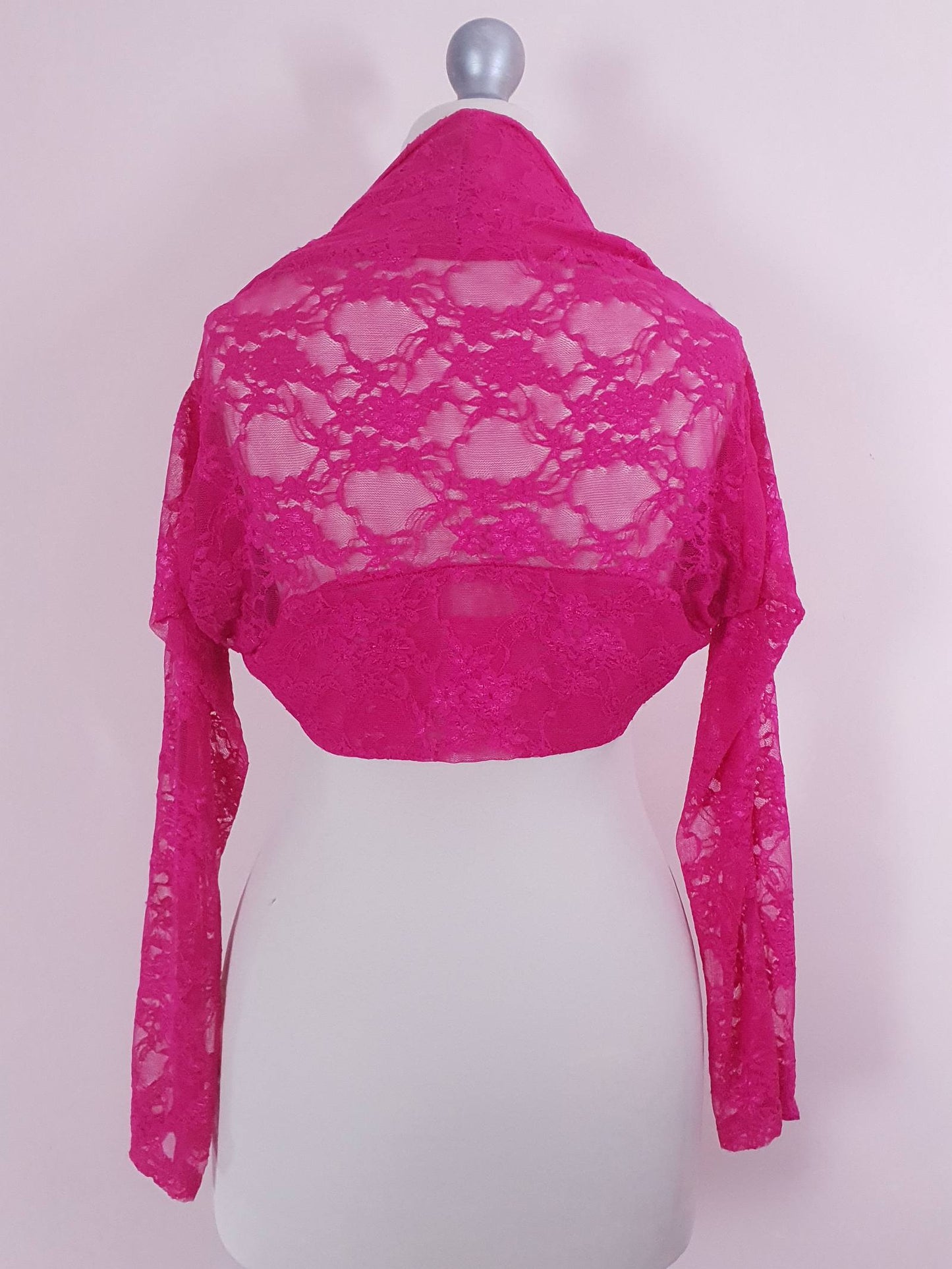 Vintage 1980s Cerise Pink Bolero Jacket Cropped Shrug Size 8/10 Made in Italy