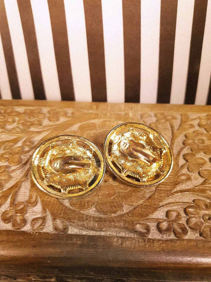 Vintage 1980s Oval Pearl Earrings Rhinestone Clip-On