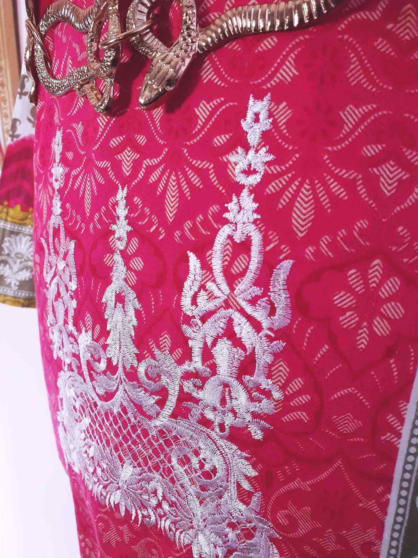 Vintage Boho Cotton Pink Green Kaftan 1980s Bohemian Women's Caftan -  Size 18