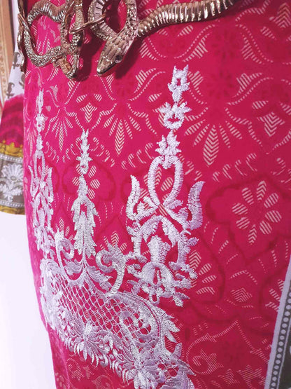 Vintage Boho Cotton Pink Green Kaftan 1980s Bohemian Women's Caftan -  Size 18