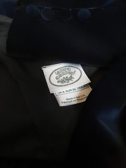 English Classics - Vintage 1990S Laura Ashley Navy Blue Velvet Dress - Size 8