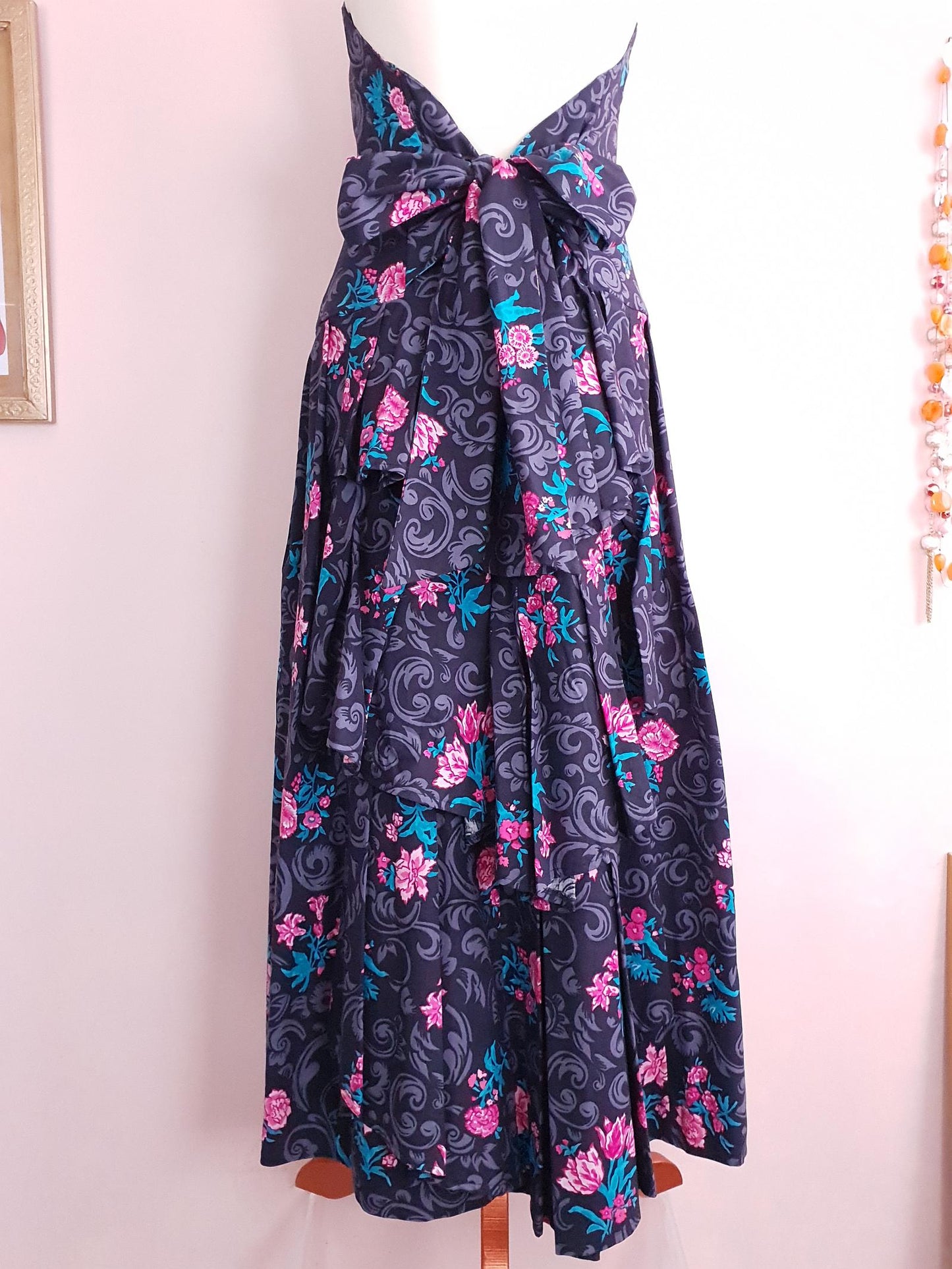 English Classics - Vintage 1980s Laura Ashley Floral Strapless Party Dress - Size 12/14