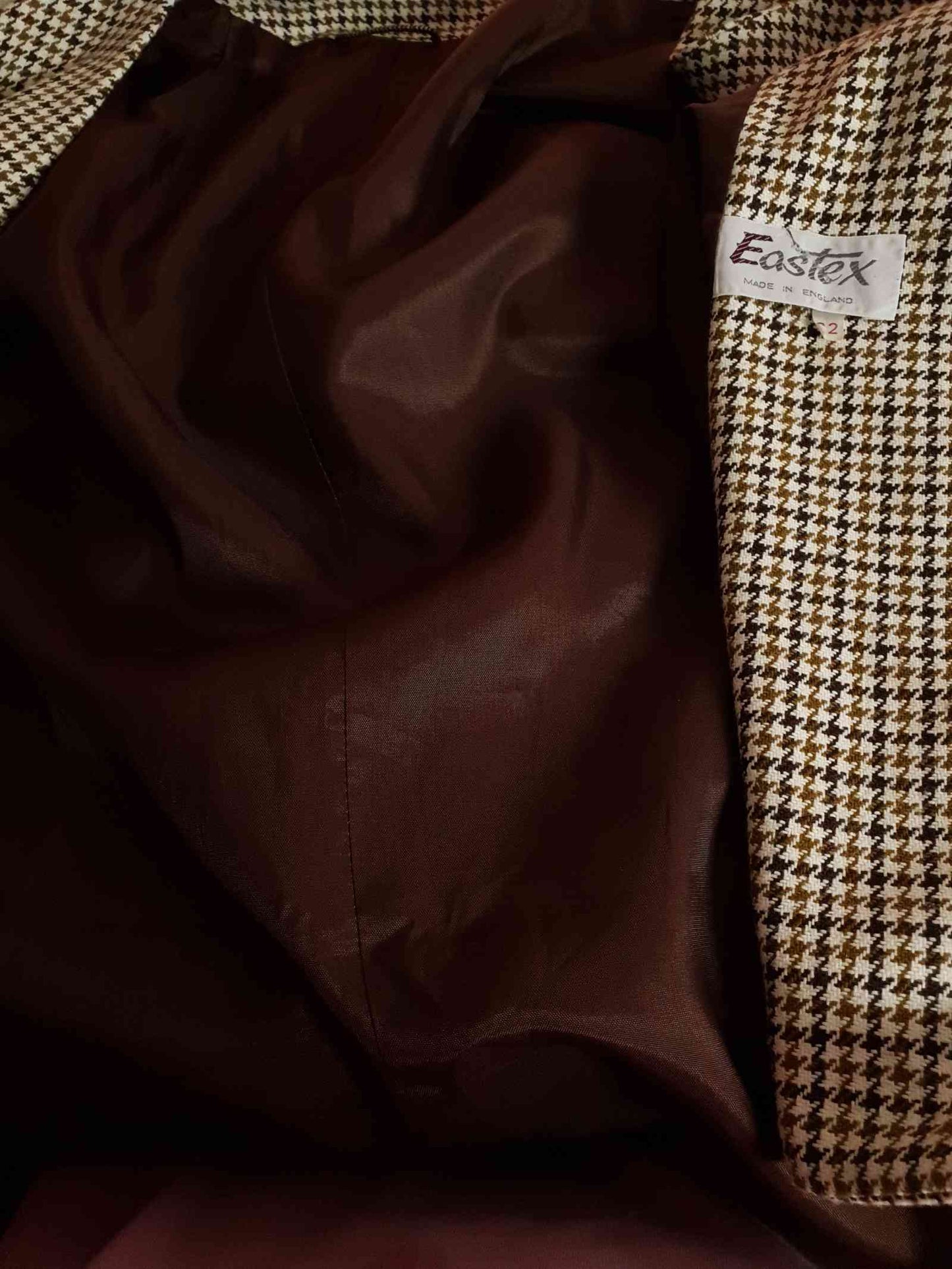 1980s Vintage Wool Brown Waistcoat Check Vest Houndstooth Ladies