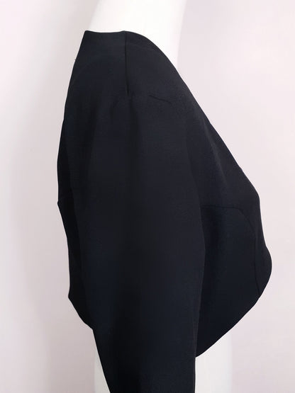 Classic 1980s Vintage Black Bolero Jacket - Size 14