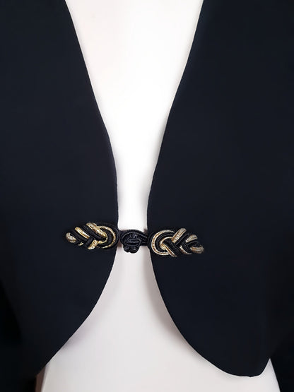 Classic 1980s Vintage Black Bolero Jacket - Size 14