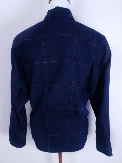 Cool 1980s Vintage Blue and Cerise Check Jacket - Size 10